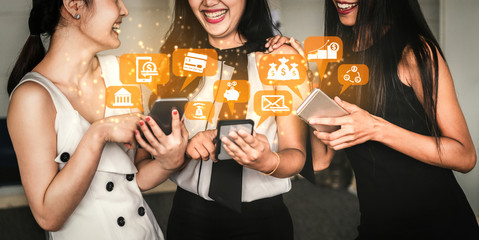 Finance and Money Transaction Technology Concept. Icon Graphic interface showing fintech trade...