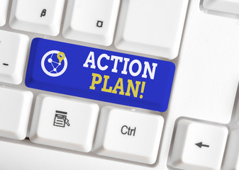 Conceptual hand writing showing Action Plan. Concept meaning proposed strategy or course of actions...