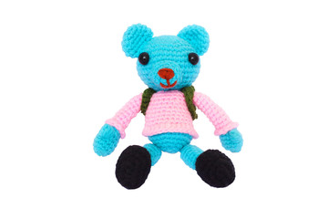 Teddy Bear Crochet, Yarn doll isolate on white background