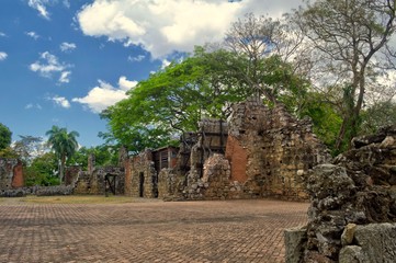 Sitio Arqueológico de Panamá Viejo y Distrito Histórico de Panamá. Patrimonio Mundial de la UNESCO. Antigua Catedral de Panamá en Panamá Viejo Complejo Monumental Histórico, América Central.