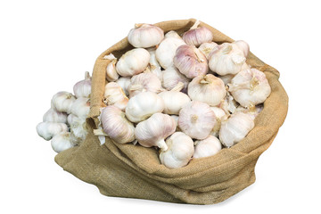 Garlic in brown sack