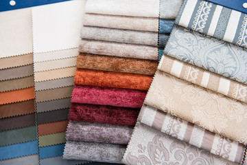 Assorted selection of fabric color swatches