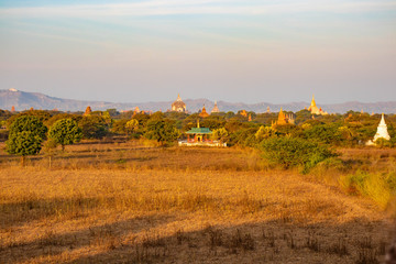 A beautiful view of sunrise in Bagan, Myanmar