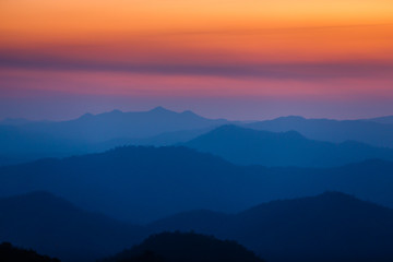 Fototapeta na wymiar Majestic sunset sky over the mountains landscape