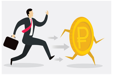 Russian Rubles  coin Running