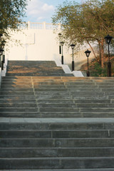  steps up in a park in the city center