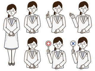 女医 医者女性シンプルイラスト セット