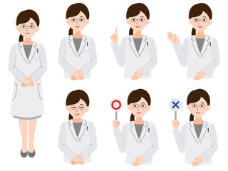 女医 医者女性シンプルイラスト 線なしセット