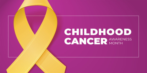 Yellow ribbon with copy space for your text. Childhood Cancer Awareness Month typography. Medical symbol in September. Vector illustration for banner, poster, flyer. EPS10 - Powered by Adobe