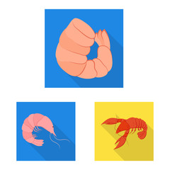 Isolated object of appetizer and seafood logo. Set of appetizer and ocean vector icon for stock.