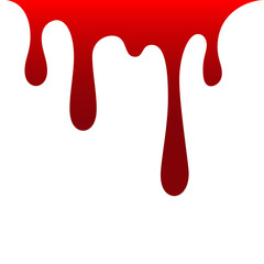 Blood drip. Drop blood isloated white background. Happy Halloween decoration design. Red splatter stain, splash spot, horror blot. Bleeding bloodstain scare texture. Liquid paint. Vector illustraton