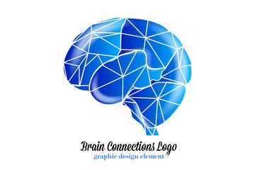 Brain blue connections healthy mental logo vector image app web template