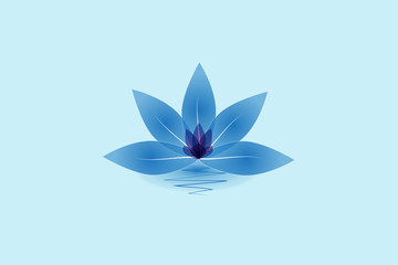 Blue lotus beautiful flower and water logo icon vector design