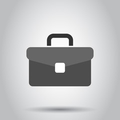 Briefcase sign icon in flat style. Suitcase vector illustration on isolated background. Baggage business concept.