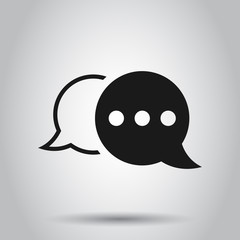 Speak chat sign icon in flat style. Speech bubbles vector illustration on isolated background. Team discussion button business concept.