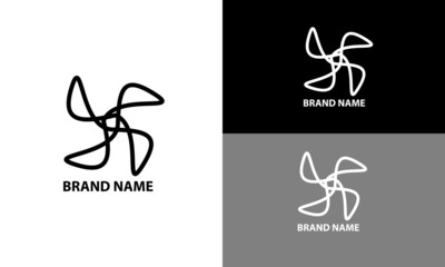 illustration of a propeller with a line style or a propeller logo with an outline style