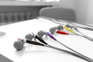 close-up of the sensor electrode ECG machine
