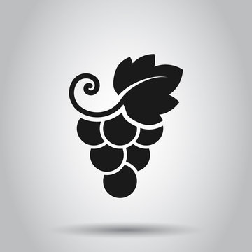 recommend clip art: Grape fruits sign icon in flat style. Grapevine vector illustration on isolated background. Wine grapes business concept.