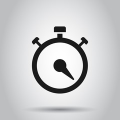 Clock sign icon in flat style. Time management vector illustration on isolated background. Timer business concept.