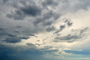 white thunderclouds floating across the sky