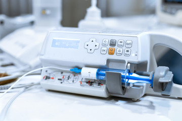 Fototapeta na wymiar syringe pump for anesthesia. Medical equipment in clinic