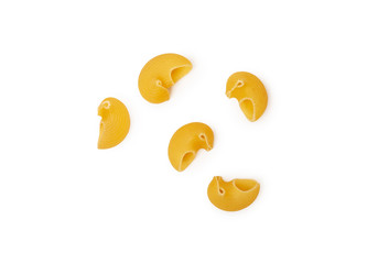 Pipe rigate pasta isolated on white background