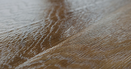 applying oil finish to oak surface with brush