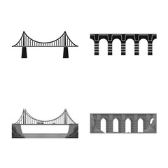 Vector illustration of connection and design sign. Collection of connection and side stock vector illustration.