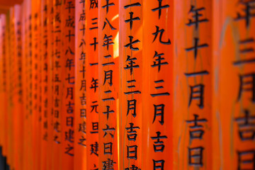 Orange torii gates walkway, Fushimi Inari Shrine, Kyoto, Japan