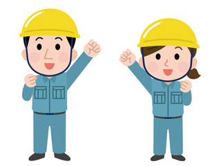 職業　作業員　男女　線なし　イラスト