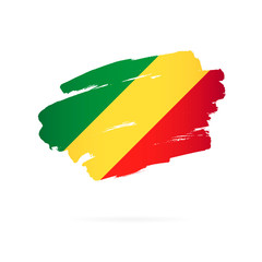 Flag of the Republic of Congo. Vector illustration. Brush strokes