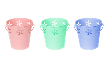 Colorful Aluminium Bucket isolate on white background