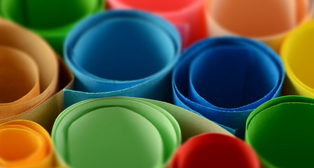 Rolled color paper strips