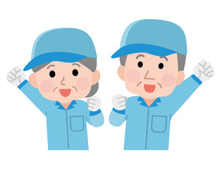 職業　清掃員　ニシア　男女　上半身　線なし　イラスト