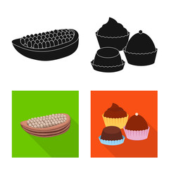 Vector design of food and yummy logo. Set of food and brown stock symbol for web.