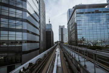 Fototapeta premium Cityscape from monorail sky train in Tokyo