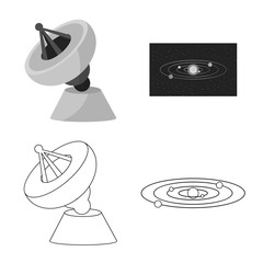 Vector illustration of astronomy and technology icon. Set of astronomy and sky stock symbol for web.