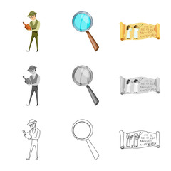 Isolated object of story and items sign. Set of story and attributes vector icon for stock.