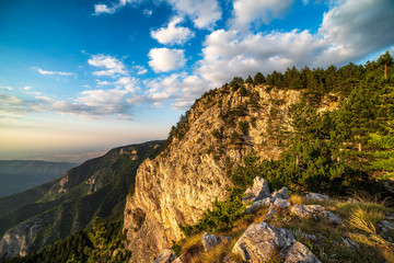 Fototapeta na wymiar Summer sunset from The red wall reserve in Rhodope mountain, Bulgaria