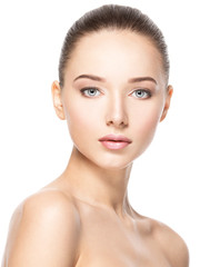 Fototapeta premium Beautiful face of young woman with healthy clean skin