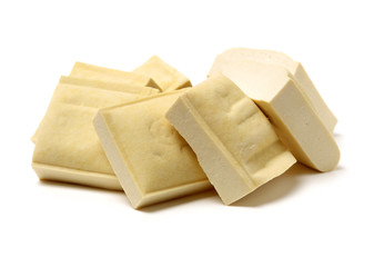 Tofu on white background