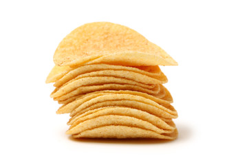 Potato Chips on white background