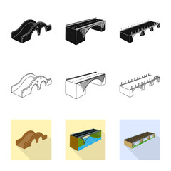 Vector design of connection and design symbol. Collection of connection and side stock vector illustration.