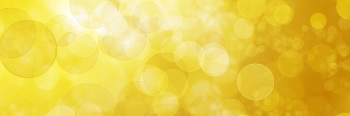 Panoramic yellow bokeh background of glittering lights