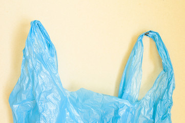 Concept for plastic pollution, environmental pollution, ecology problem. Polyethylene bag, top view