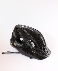 black bike helmet on white background(sport concept),bicycle protection helmet