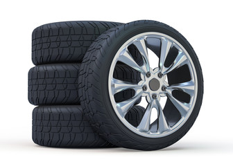 Obraz premium Winter set tires with hard protector. 3D