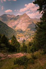View from the town of Gavarnie at the french Pyrenes.