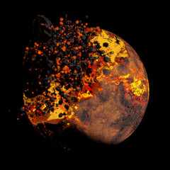 exploding alien planet isolated on black background © dottedyeti