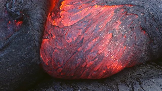 Hot lava of a volcano close-up.